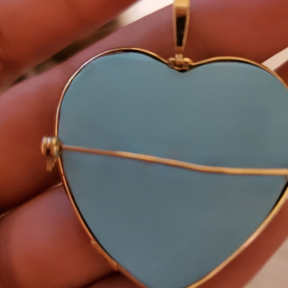 14k Y Gold Persian Turquoise Cameo brooch/pendant - Picture 6 of 8